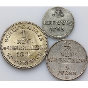 Germany, Saxony, set of coins from 1765-1871, (3 pieces)