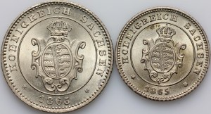 Germany, Saxony, John I, coin set from 1865, (2 pieces)