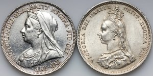 Great Britain, Victoria, coin set from 1887-1895, (2 pieces)