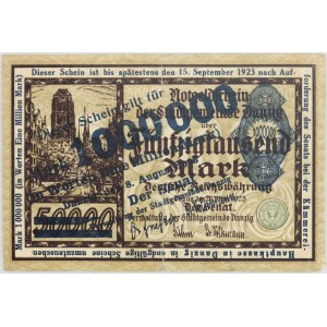 Wolne Miasto Gdańsk, 1000000 marek, 8.08.1923, nadruk granatowy, rzadki