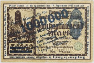Free City of Gdansk, 1000000 marks, 8.08.1923, dark blue overprint, rare