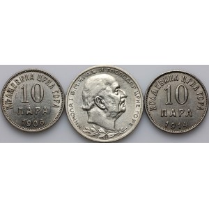 Montenegro, set of coins from 1906-1914, (3 pieces)
