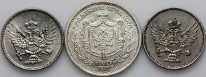 Montenegro, set of coins from 1906-1914, (3 pieces)
