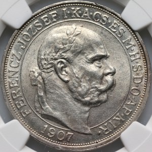 Hungary, Franz Joseph I, 5 Corona 1907 KB, Kremnica