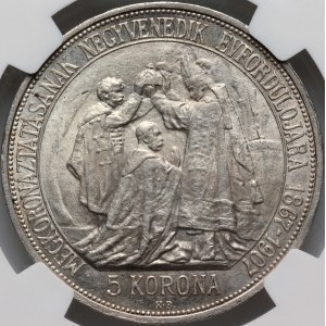 Hungary, Franz Joseph I, 5 Corona 1907 KB, Kremnica
