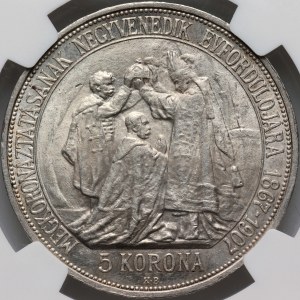 Hungary, Franz Joseph I, 5 Corona 1907 KB, Kremnica
