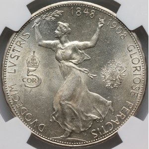 Austria, Franz Joseph I, 5 Corona 1908, Vienna, 60th anniversary of reign