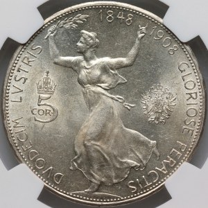 Austria, Franz Joseph I, 5 Corona 1908, Vienna, 60th anniversary of reign
