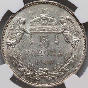 Hungary, Franz Joseph I, 5 Corona 1909 KB, Kremnica