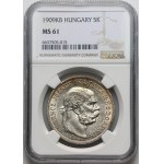 Hungary, Franz Joseph I, 5 Corona 1909 KB, Kremnica