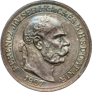 Hungary, Franz Joseph I, 5 Corona 1907 KB, Kremnica