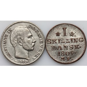 Denmark, set of coins from 1809-1869, (2 pieces)