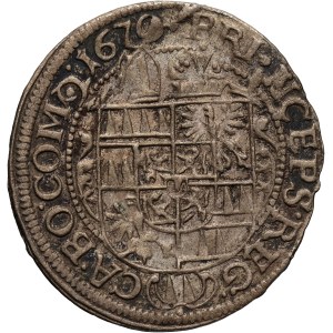 Bohemia, Olomouc, Charles II of Liechtenstein-Kastelkorn, 3 Kreuzer 1670