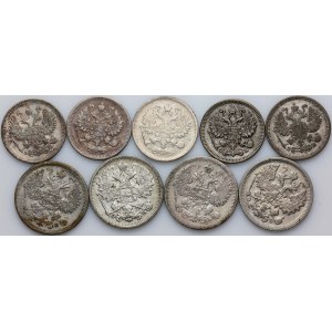 Russia, Nicholas II, set of coins from 1900-1910, (9 pieces)
