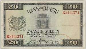 Free City of Danzig, 20 guilders 1.10.1937, series K