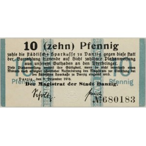 Wolne Miasto Gdańsk, 10 fenigów 09.12.1916, suchy stempel