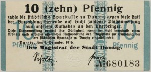 Free City of Danzig, 10 fenigs 09.12.1916, dry stamp