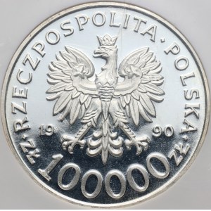 III RP, 100000 złotych 1990, Solidarność, Typ A, LUSTRZANKA