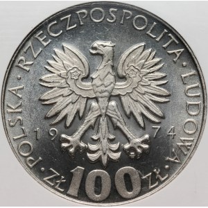 People's Republic of Poland, 100 gold 1974, Maria Skłodowska-Curie, PRÓBA, nickel