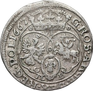 John II Casimir, sixpence 1667 TLB, Bydgoszcz, rare