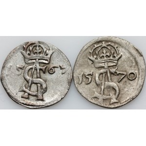 Zygmunt II August, zestaw dwudenarów z lat 1567-1570, Wilno, (2 sztuki)