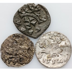 Zygmunt I Stary / Zygmunt II August, zestaw denarów z lat 1547-1554, (3 sztuki)