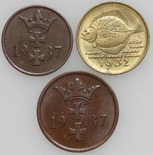 Free City of Gdansk, set of coins from 1932-1937, (3 pieces)