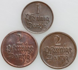 Free City of Gdansk, set of coins from 1923-1929, (3 pieces)