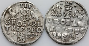 Sigismund III Vasa, set of trojaks from 1599, Poznań, (2 pieces)