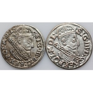 Zygmunt III Waza, zestaw trojaków z lat 1623-1624, Kraków, (2 sztuki)
