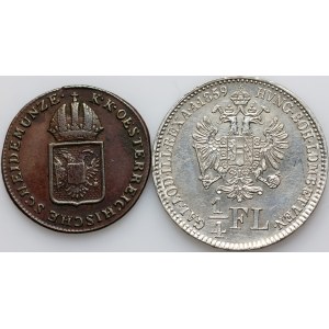 Austria, set of coins from 1816-1859, (2 pieces)