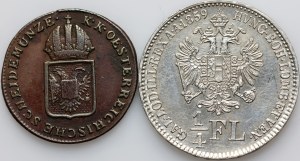 Austria, set of coins from 1816-1859, (2 pieces)