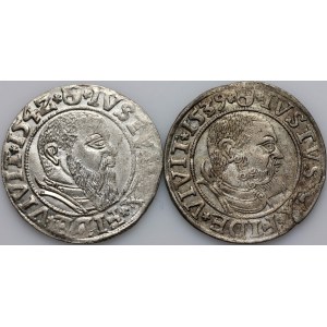 Prusy Książęce, Albrecht Hohenzollern, zestaw groszy z lat 1539-1542, Królewiec, (2 sztuki)