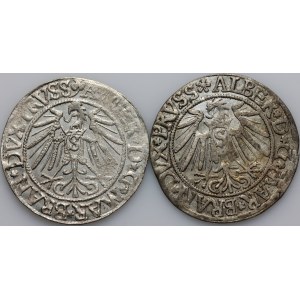 Prusy Książęce, Albrecht Hohenzollern, zestaw groszy z lat 1539-1542, Królewiec, (2 sztuki)