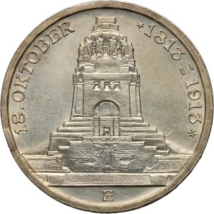 Germany, Saxony, Friedrich August III, 3 Mark 1913 E, Battle of Leipzig