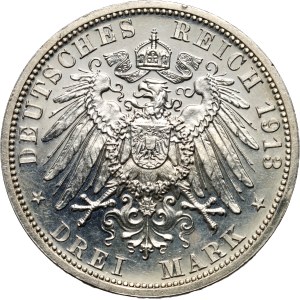 Germany, Prussia, Wilhelm II, 3 mark 1913 A, 25 years of Reign
