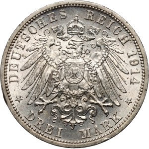 Germany, Prussia, Wilhelm II, 3 mark 1914 A
