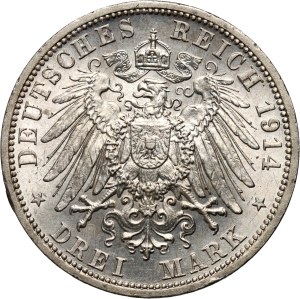 Germany, Prussia, Wilhelm II, 3 mark 1914 A