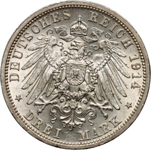 Germany, Prussia, Wilhelm II, 3 mark 1914 A