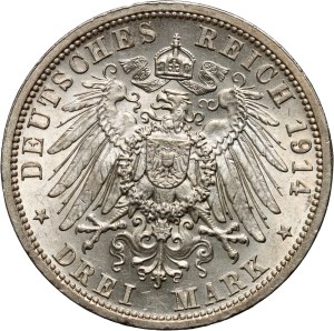Germany, Prussia, Wilhelm II, 3 mark 1914 A