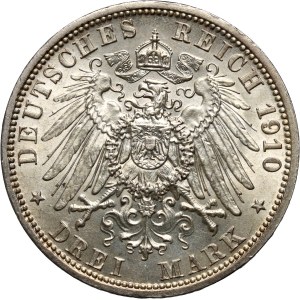 Germany, Prussia, Wilhelm II, 3 mark 1910 A, Berlin