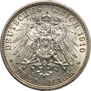 Germany, Prussia, Wilhelm II, 3 mark 1910 A, Berlin