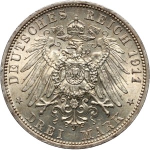 Germany, Prussia, Wilhelm II, 3 mark 1911 A, Berlin