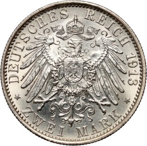 Germany, Prussia, Wilhelm II, 2 mark 1913 A, 25 Years of Reign