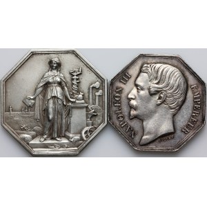 France, set of 19th century silver medals, (2 pieces)