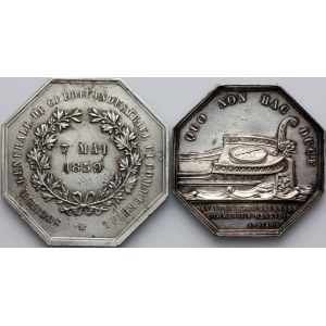 France, set of 19th century silver medals, (2 pieces)