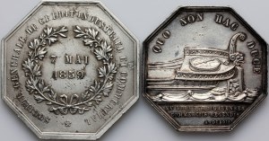 France, set of 19th century silver medals, (2 pieces)