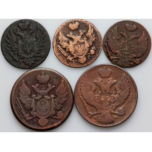 Polska, XIX wiek, zestaw monet, (5 sztuk)