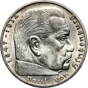 Germany, III Reich, 2 mark 1938 E, Hindenburg