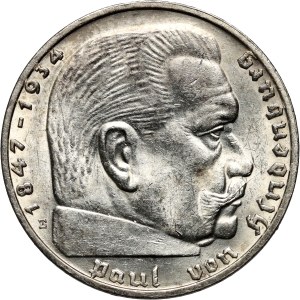 Germany, III Reich, 2 mark 1938 E, Hindenburg